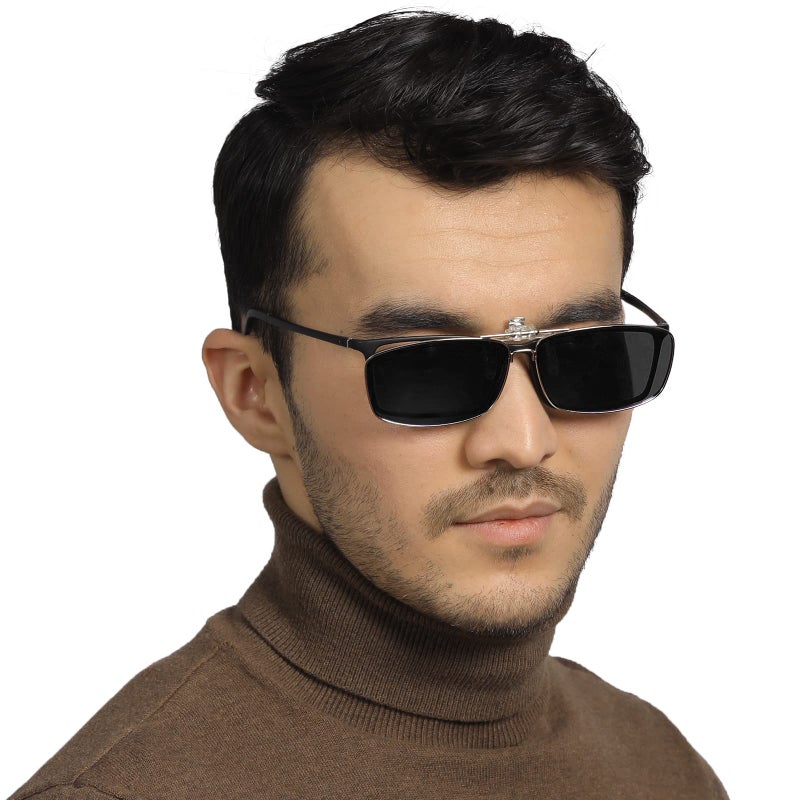 LUFF 2-Pack Polarized Clip-on Sunglasses for Men/Women Flip Up for Safty Driving (Black-Yellow) - Image 4